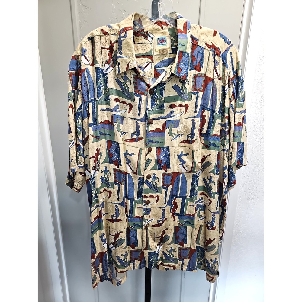 Kahala AVI Collection Hawaiian Shirt XL – Rayon Surfing Print